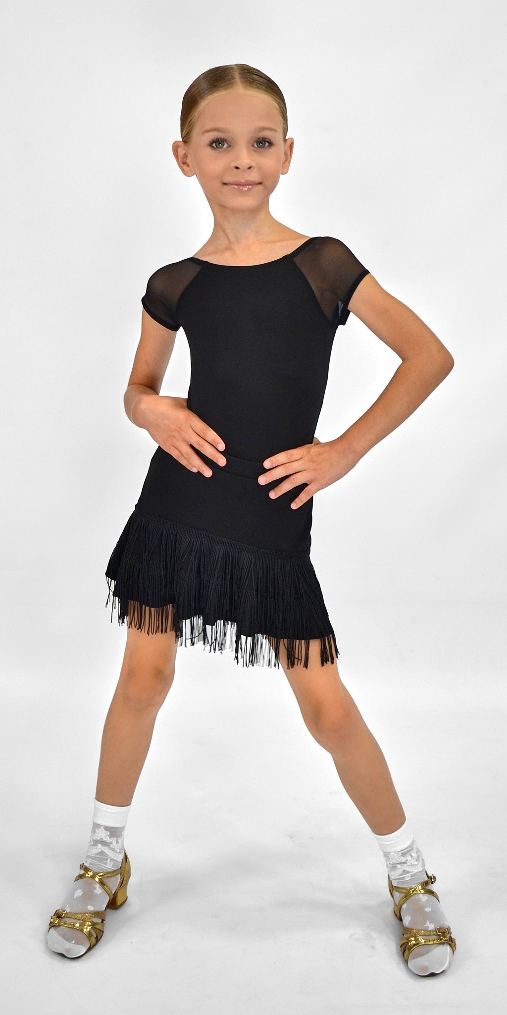 Black Dance Skirt with Ruffle and Fringe