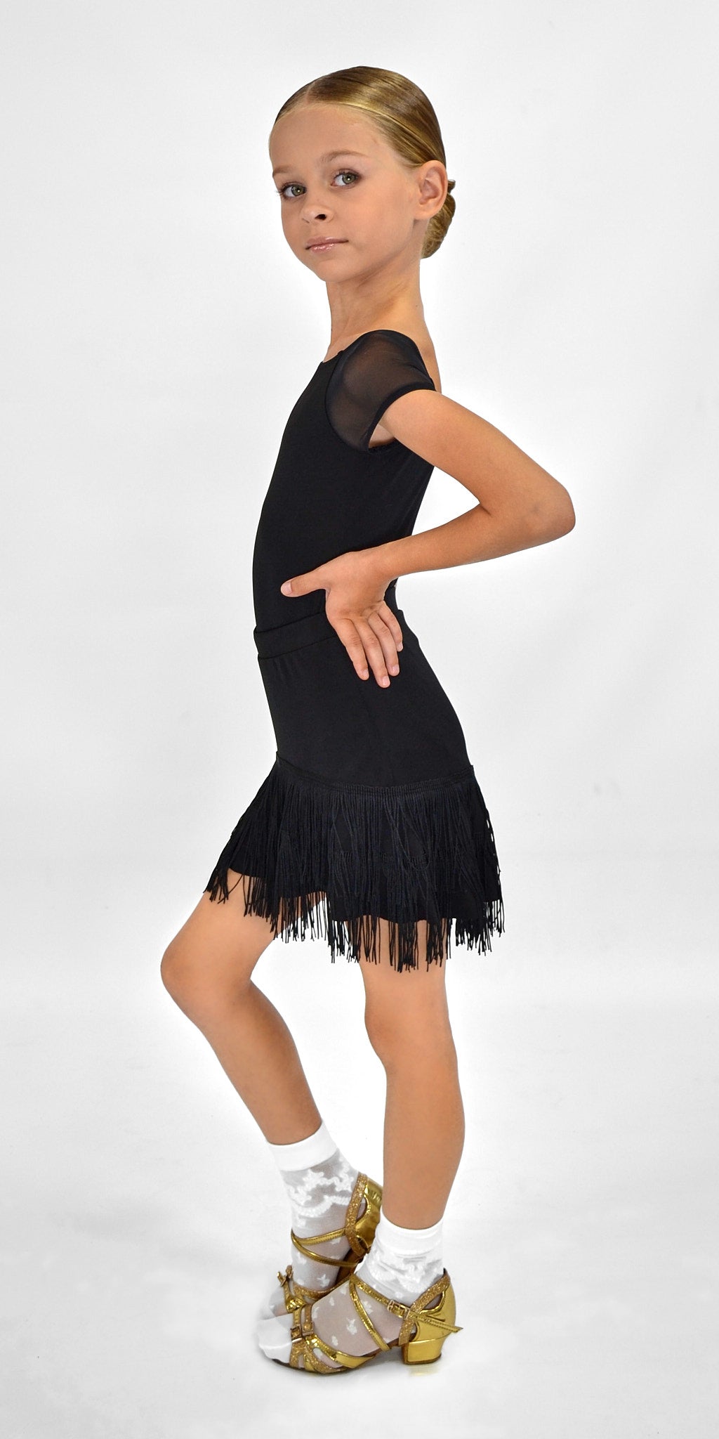 Black Dance Skirt with Ruffle and Fringe