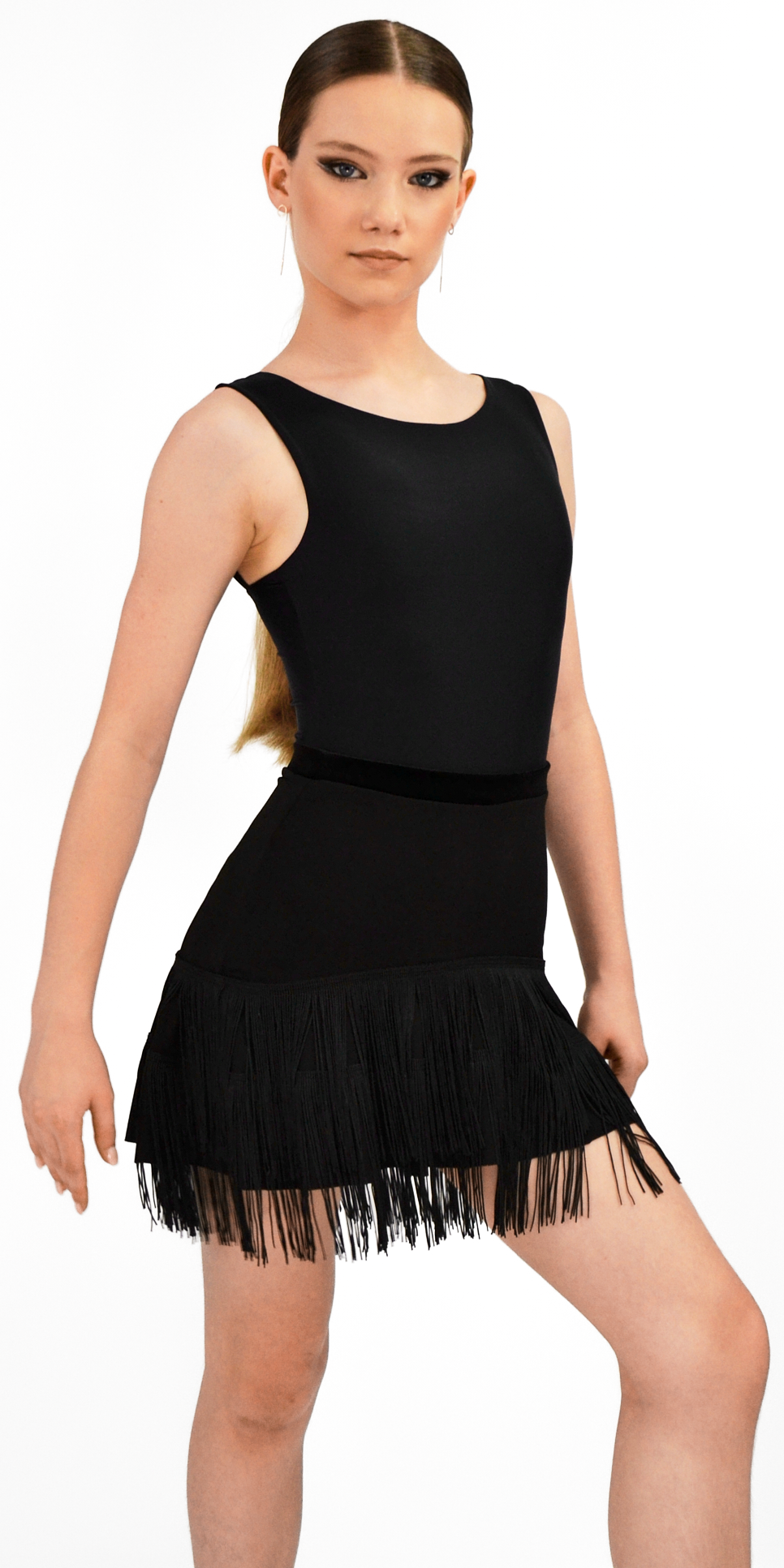 Dance Skirt with Flounce and Fringe For Girls