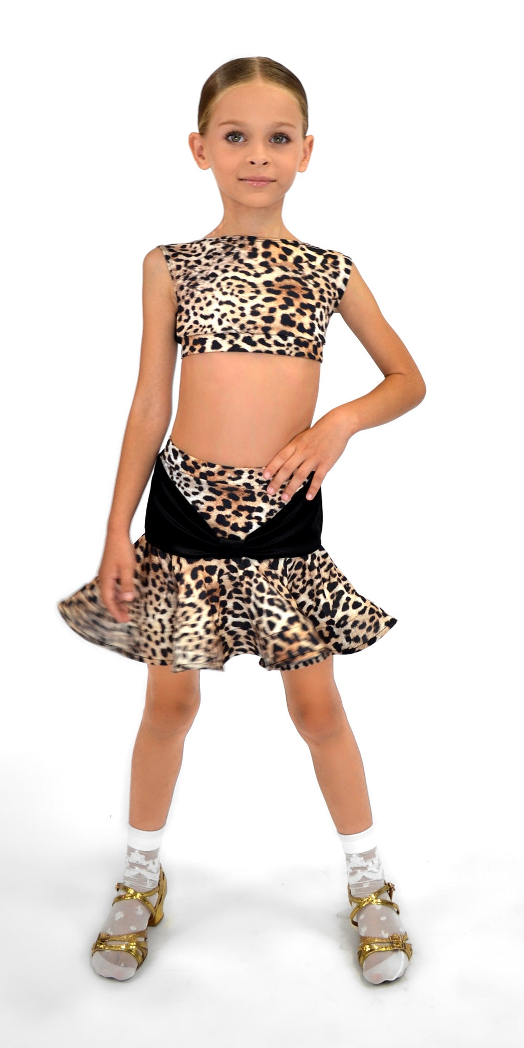 Kids Girls Short Leopard Print Skirt