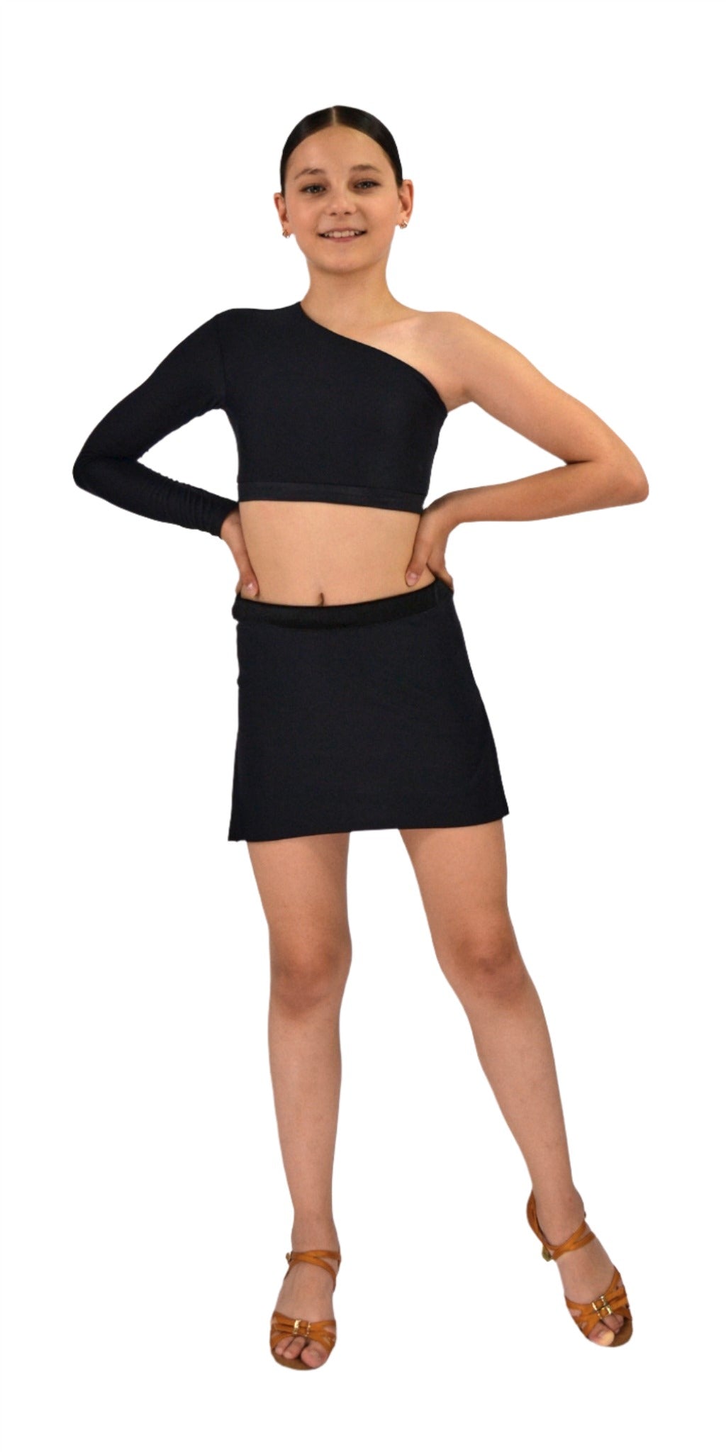 Slit Performance Dance Skirt For Girls
