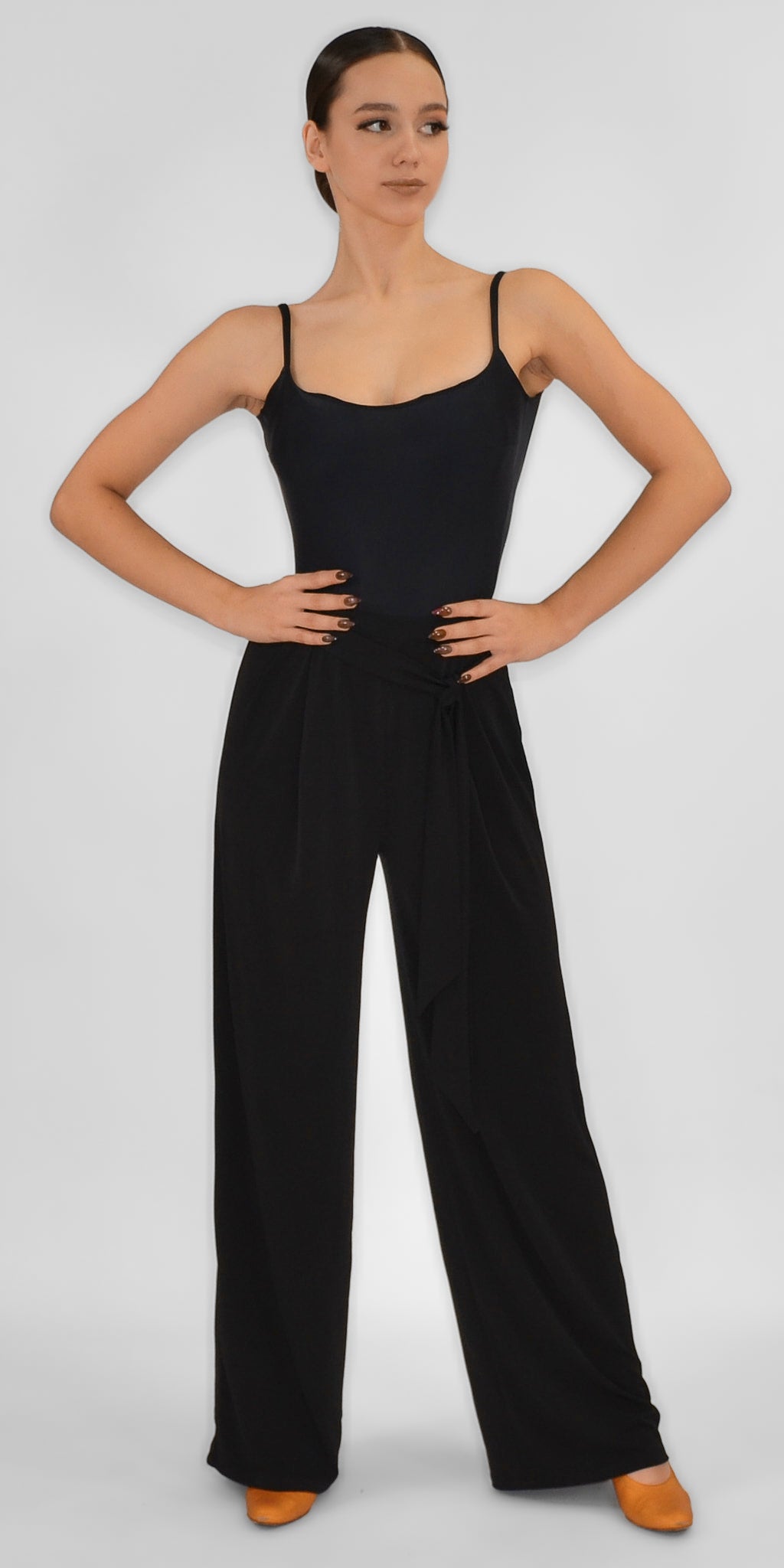 Wide-Leg Ballroom Dance Pants with Elastic Bands