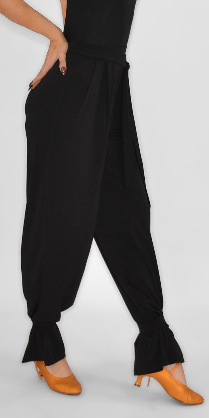 Wide-Leg Ballroom Dance Pants with Elastic Bands