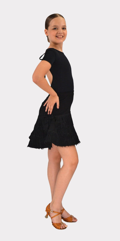 Black Fringe Skirt For Girls