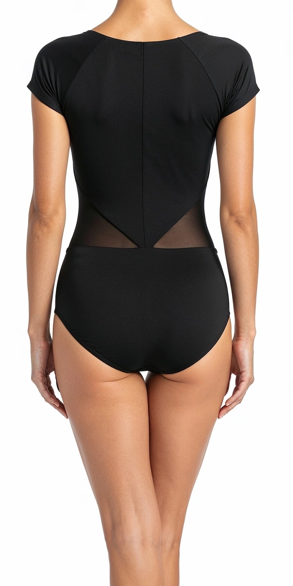 Corset-Style Dance Leotard with Short Sleeves