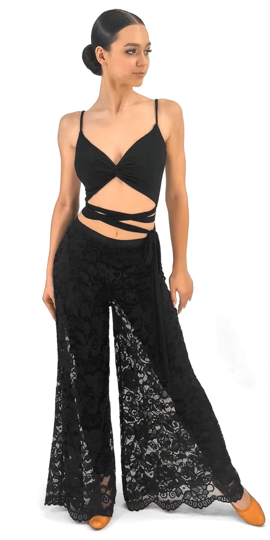 Cross-Front Tie-Waist Dance Top For Women