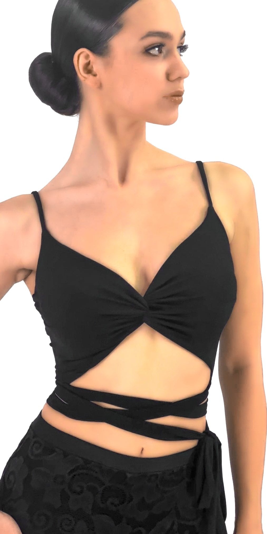 Cross-Front Tie-Waist Dance Top For Women