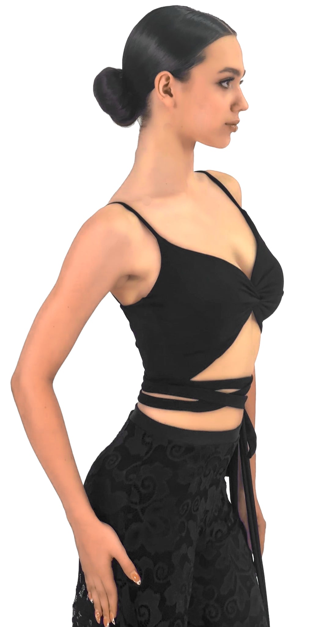 Cross-Front Tie-Waist Dance Top For Women