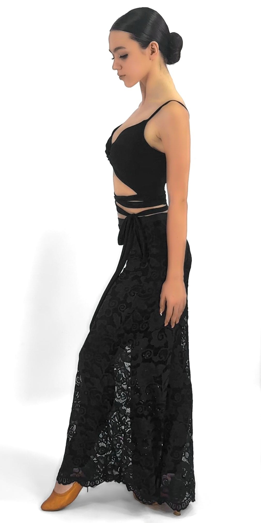 Cross-Front Tie-Waist Dance Top For Women