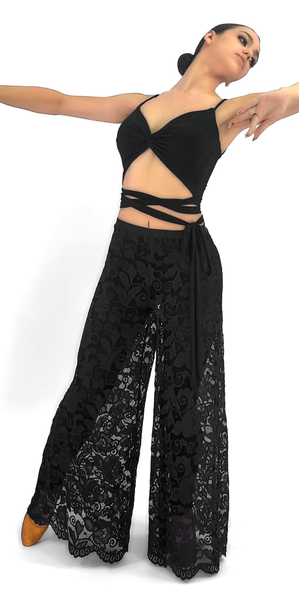 Cross-Front Tie-Waist Dance Top For Women