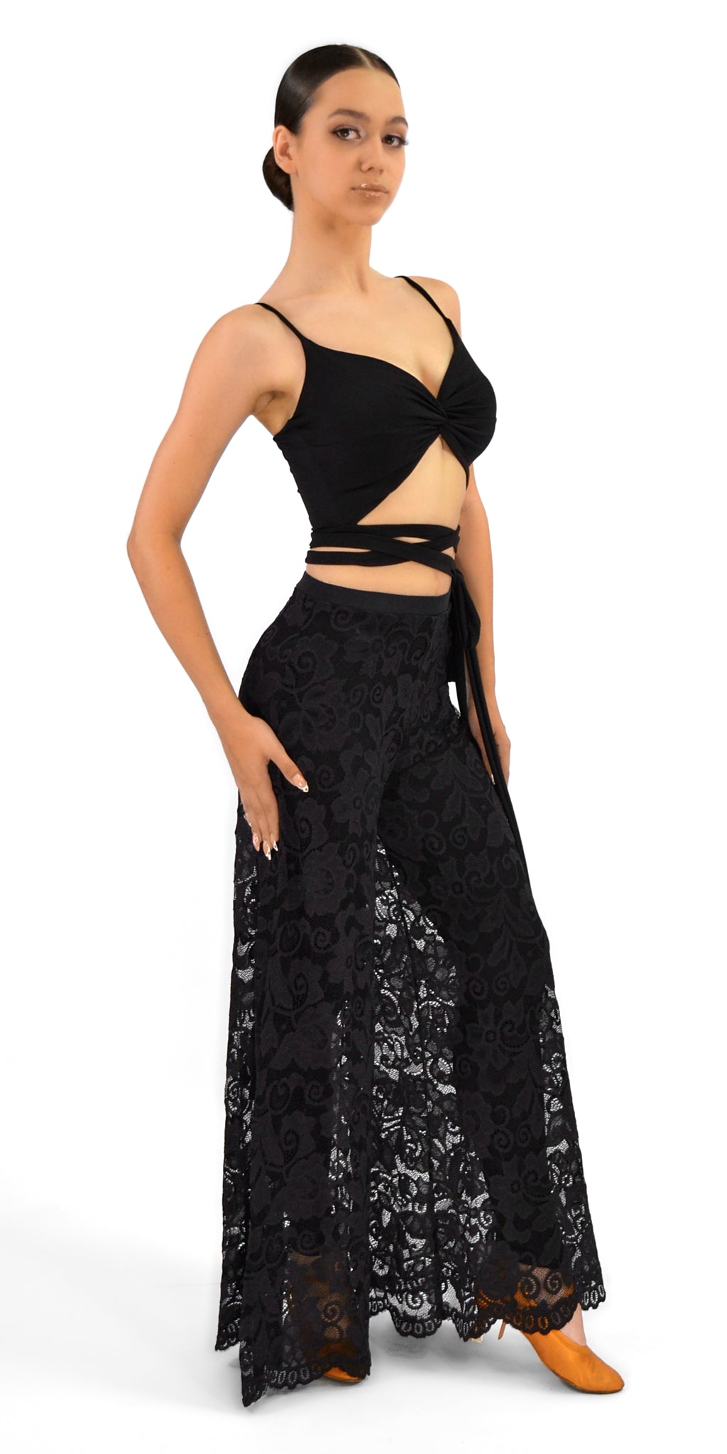 Cross-Front Tie-Waist Dance Top For Women
