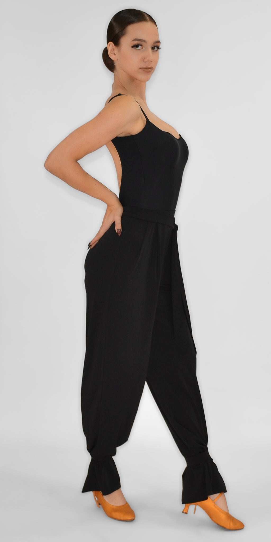 Wide-Leg Ballroom Dance Pants with Elastic Bands