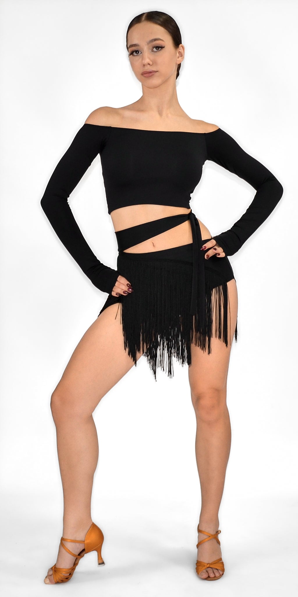 Dance Shorts with Fringe and Open Thigh