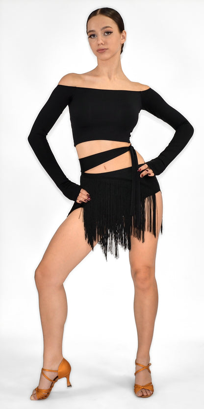 Dance Shorts with Fringe and Open Thigh