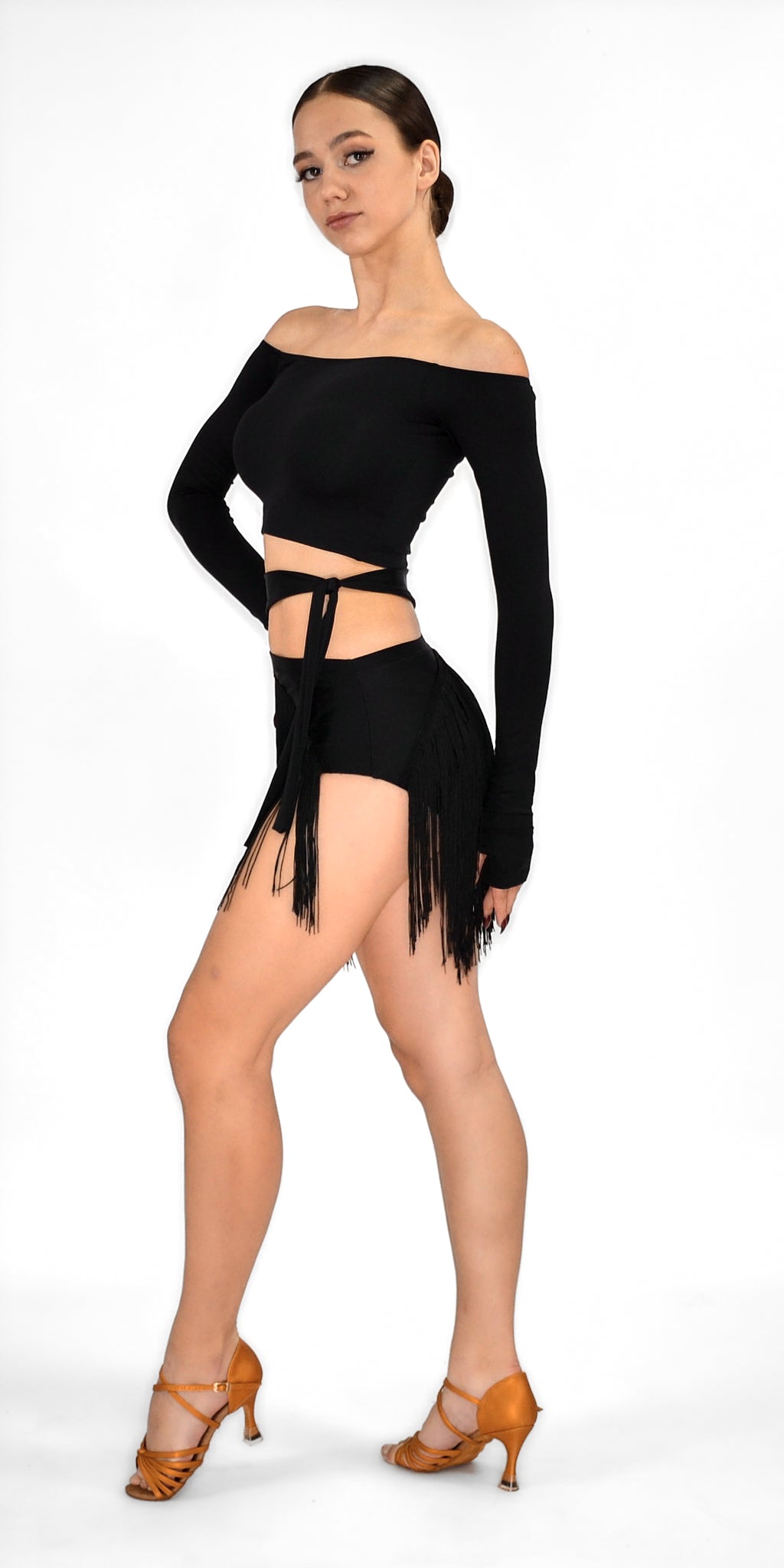 Dance Shorts with Fringe and Open Thigh