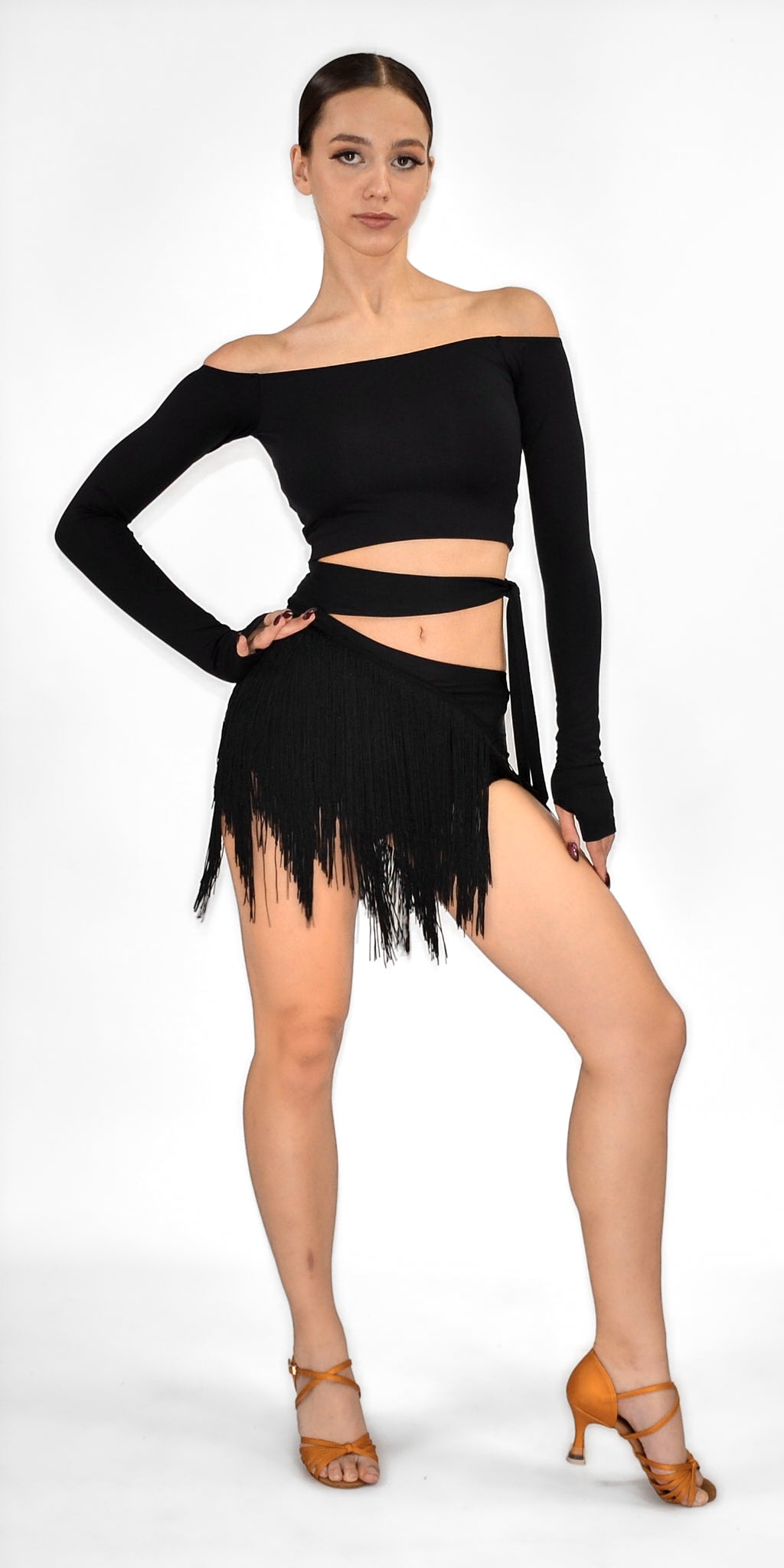 Dance Shorts with Fringe and Open Thigh
