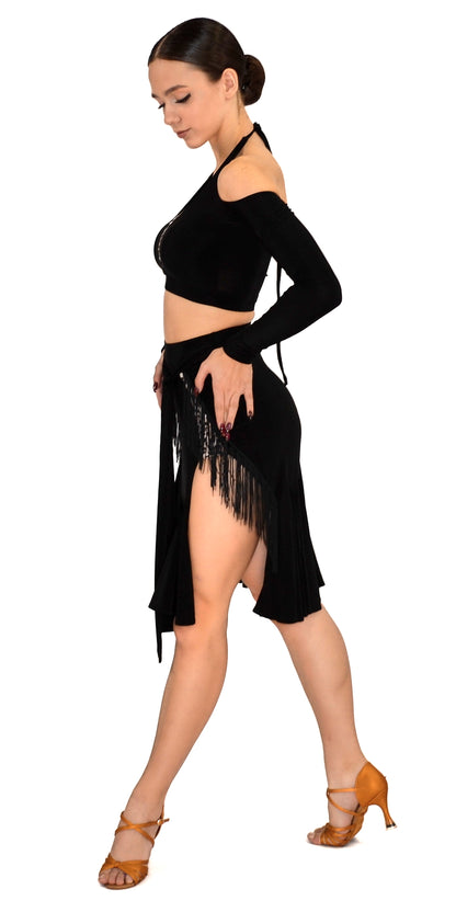 Fringed Slit Dance Skirt