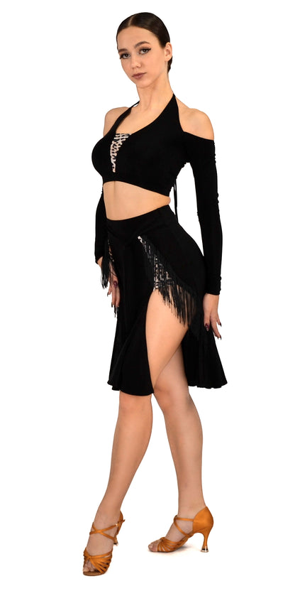 Fringed Slit Dance Skirt