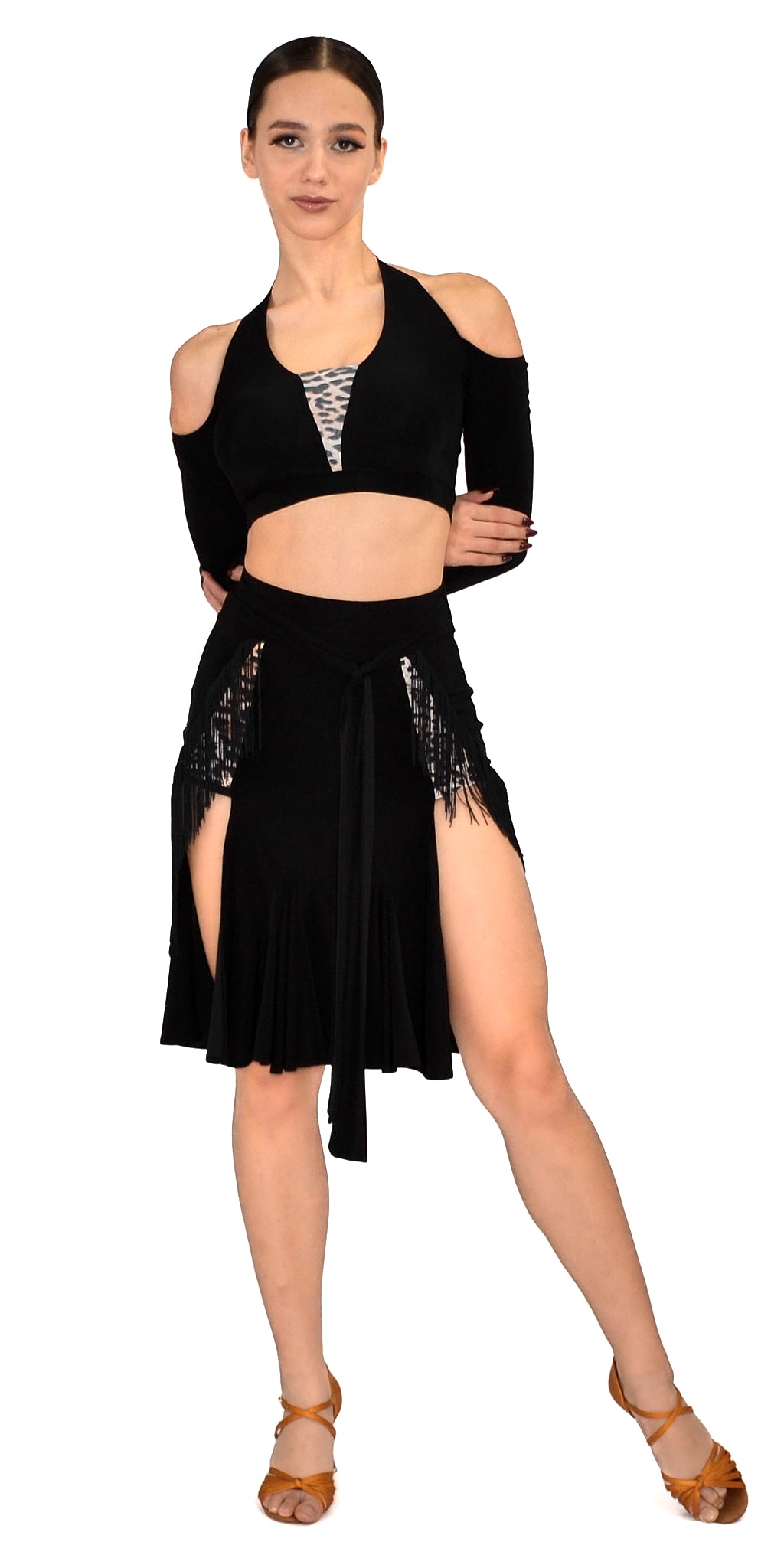 Fringed Slit Dance Skirt