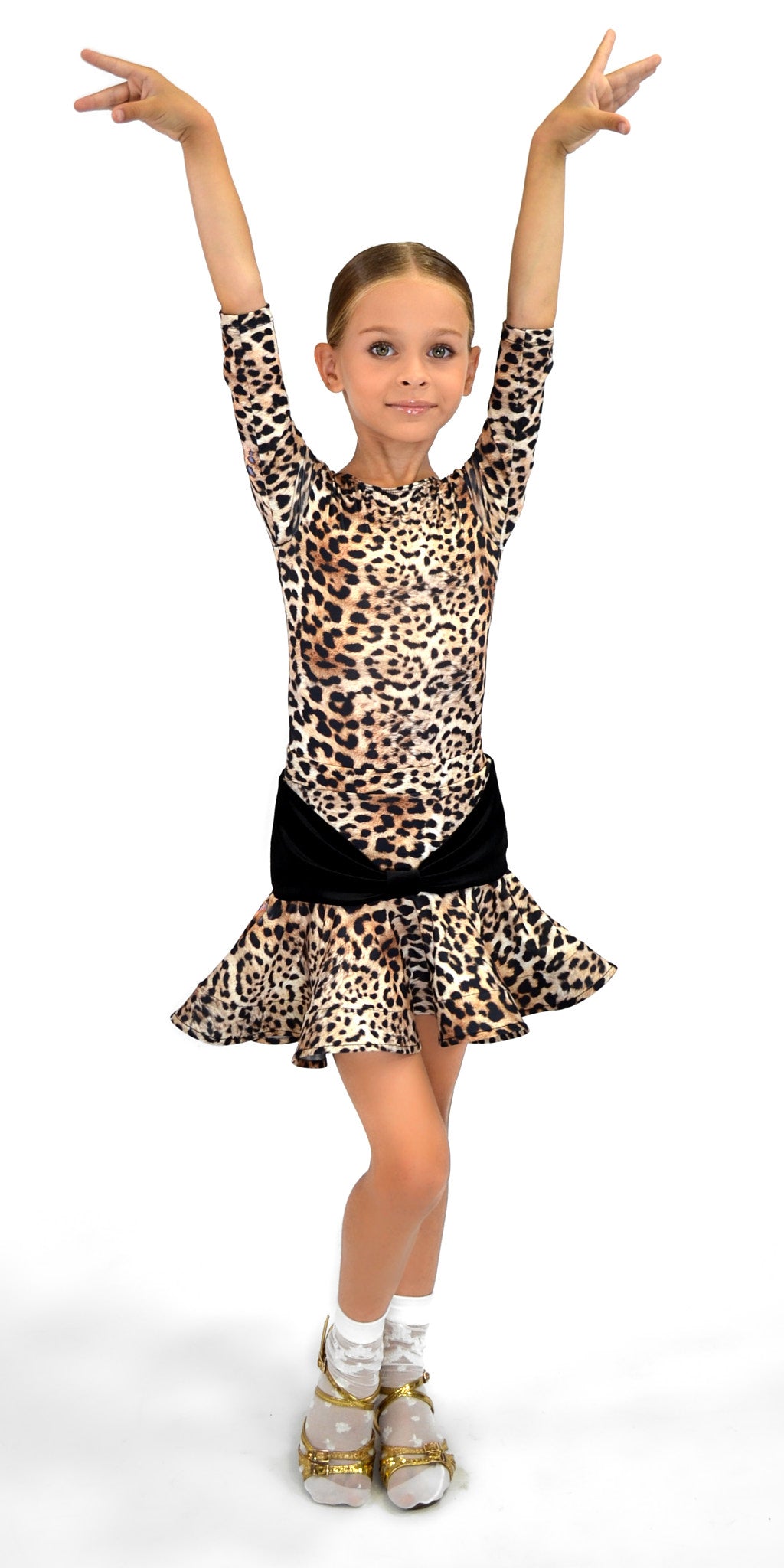 Kids Girls Classic Leotard with Three-Quarter Sleeves
