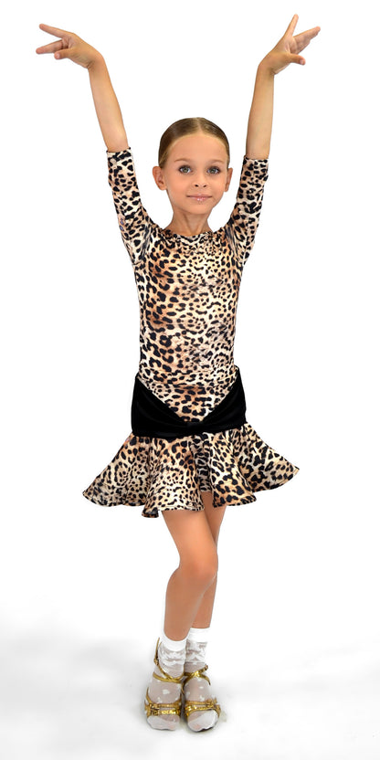 Kids Girls Classic Leotard with Three-Quarter Sleeves