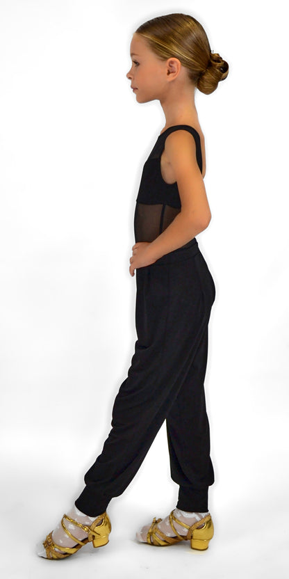 Kids Girls Latin Dance Pants with Cuffs