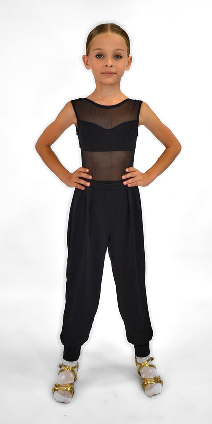 Kids Girls Latin Dance Pants with Cuffs