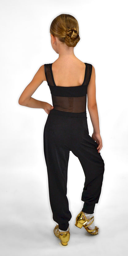 Kids Girls Latin Dance Pants with Cuffs