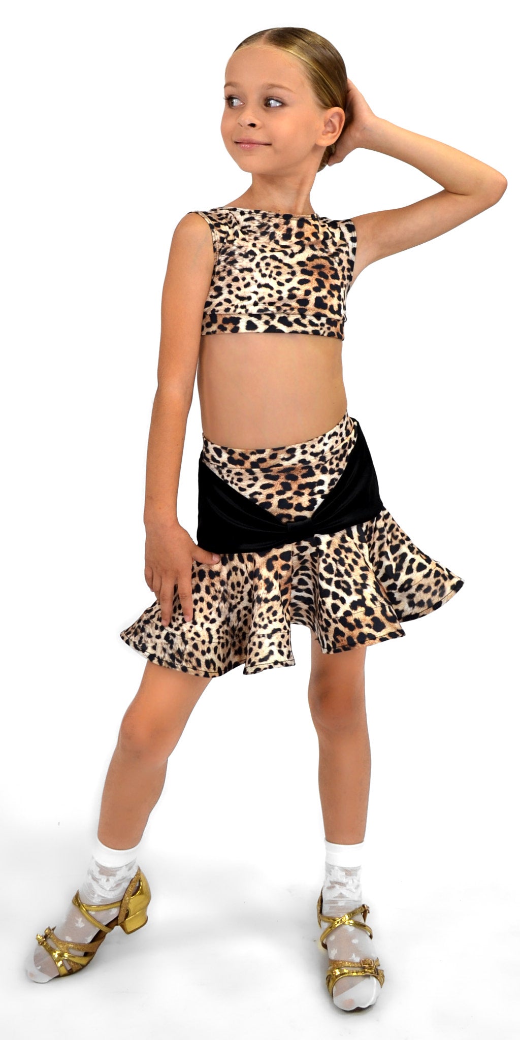 Kids Girls Short Leopard Print Skirt A Dancewear