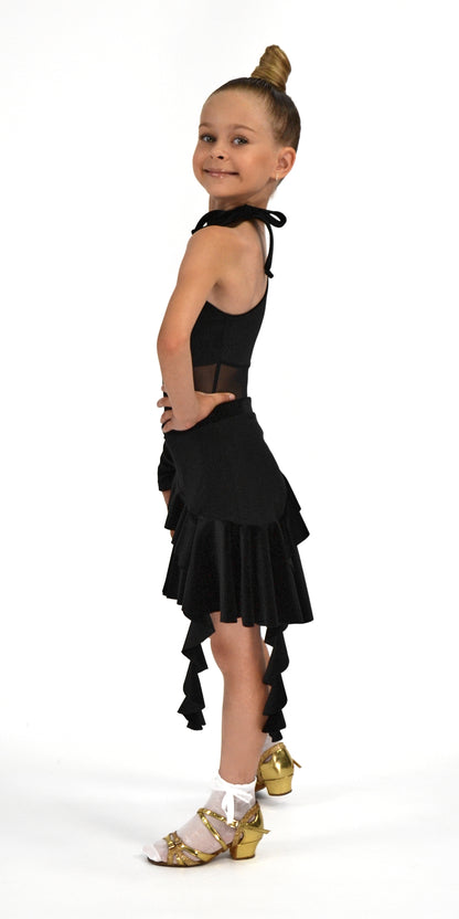 Kids Girls Velour Leotard with Mesh Insert