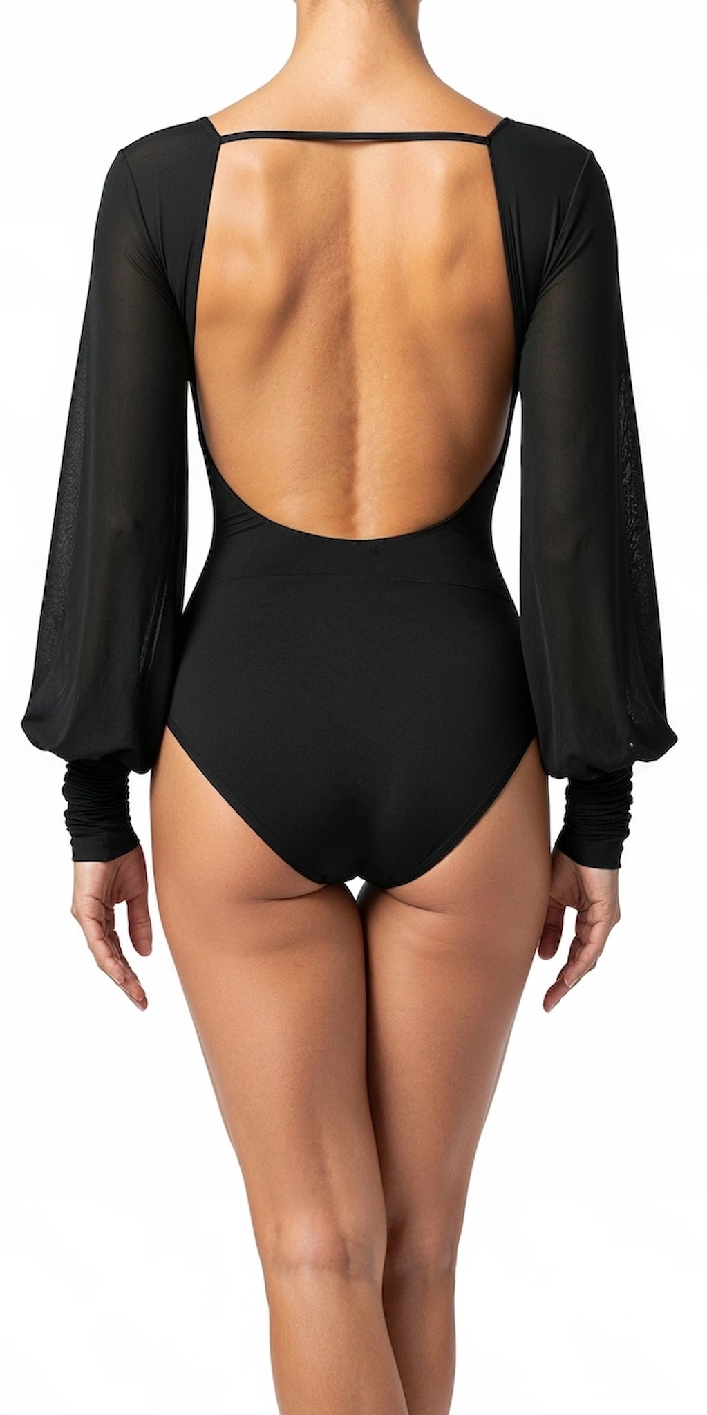 Leotard with Puff Sleeve and Open Back