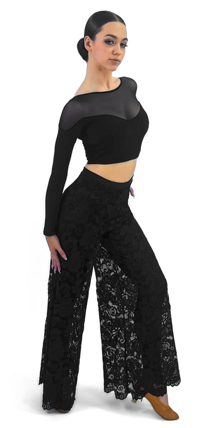 Open Back Long Sleeve Dance Top For Women