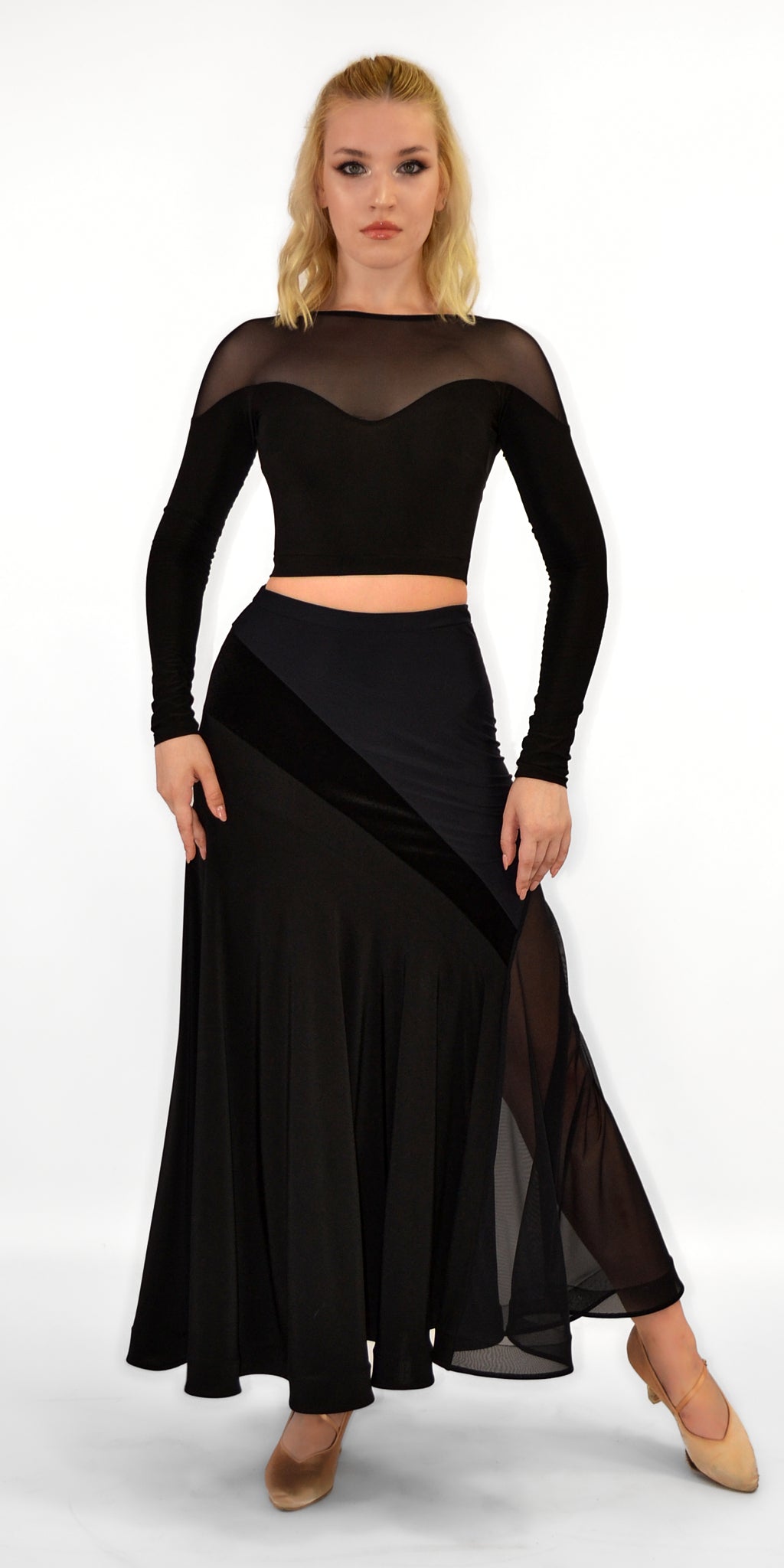 Open Back Long Sleeve Dance Top For Women