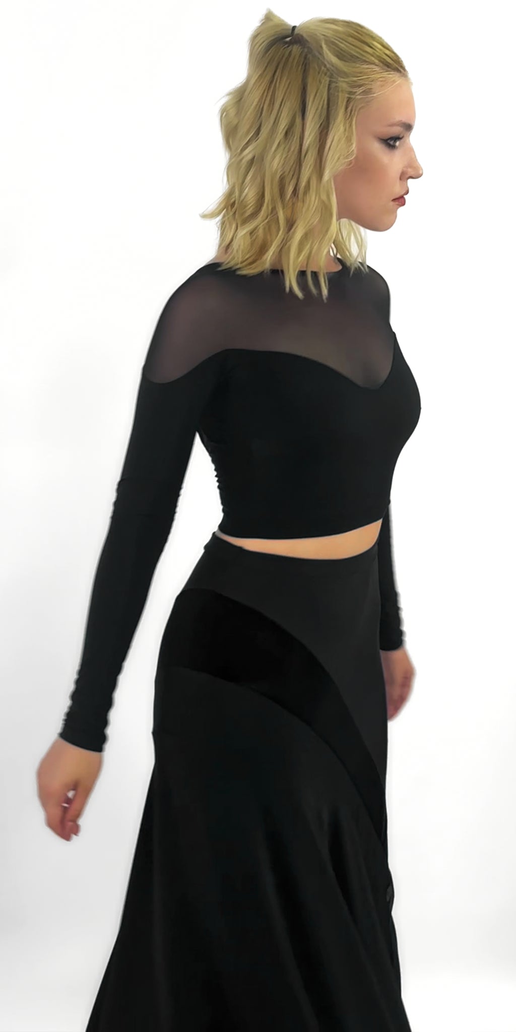 Open Back Long Sleeve Dance Top For Women