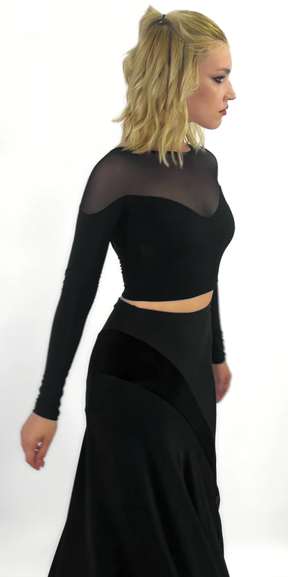 Open Back Long Sleeve Dance Top For Women