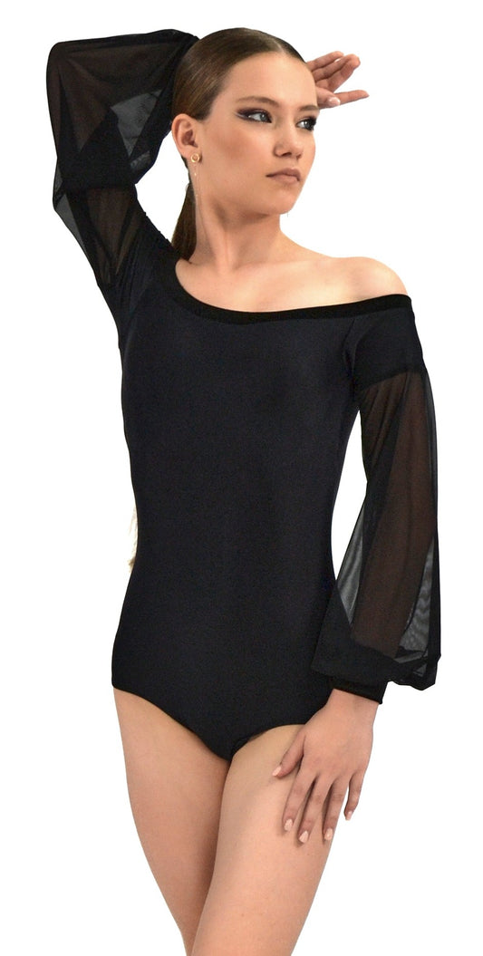 Open Shoulder Ballroom Dance Leotard For Girls 