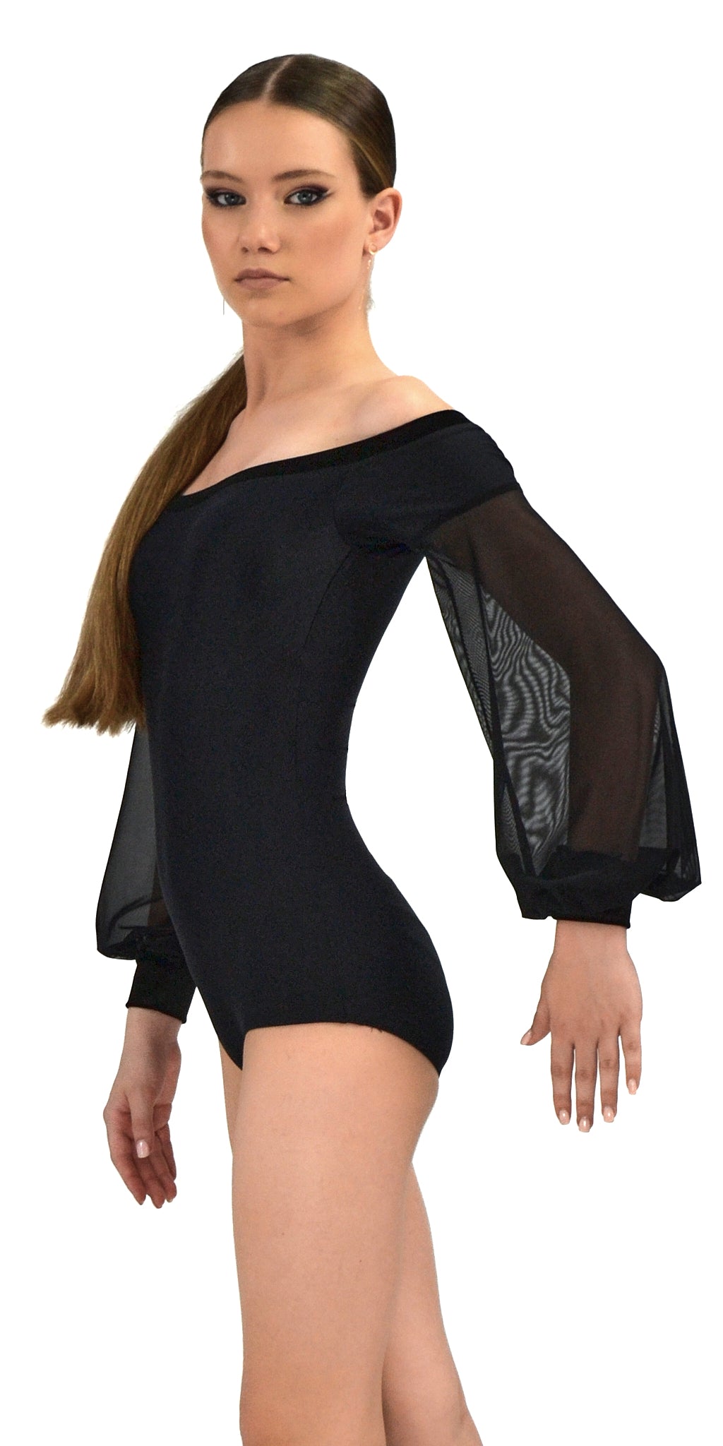 Open Shoulder Ballroom Dance Leotard For Girls 
