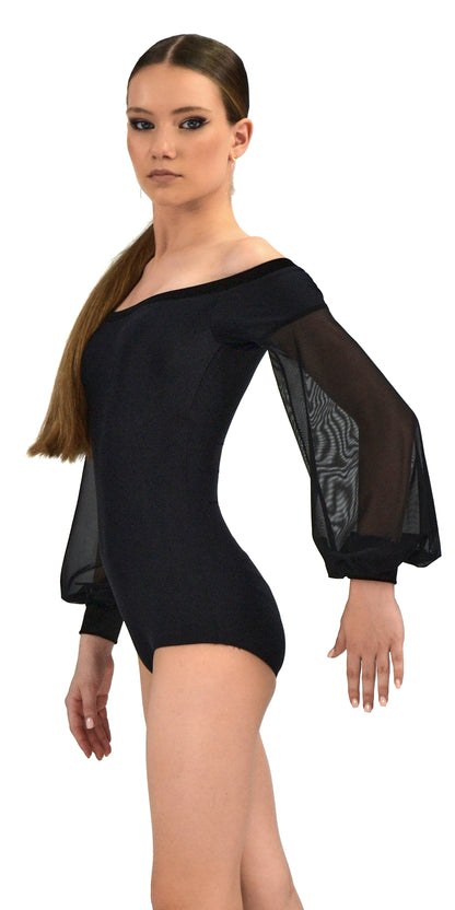 Open Shoulder Ballroom Dance Leotard For Girls 