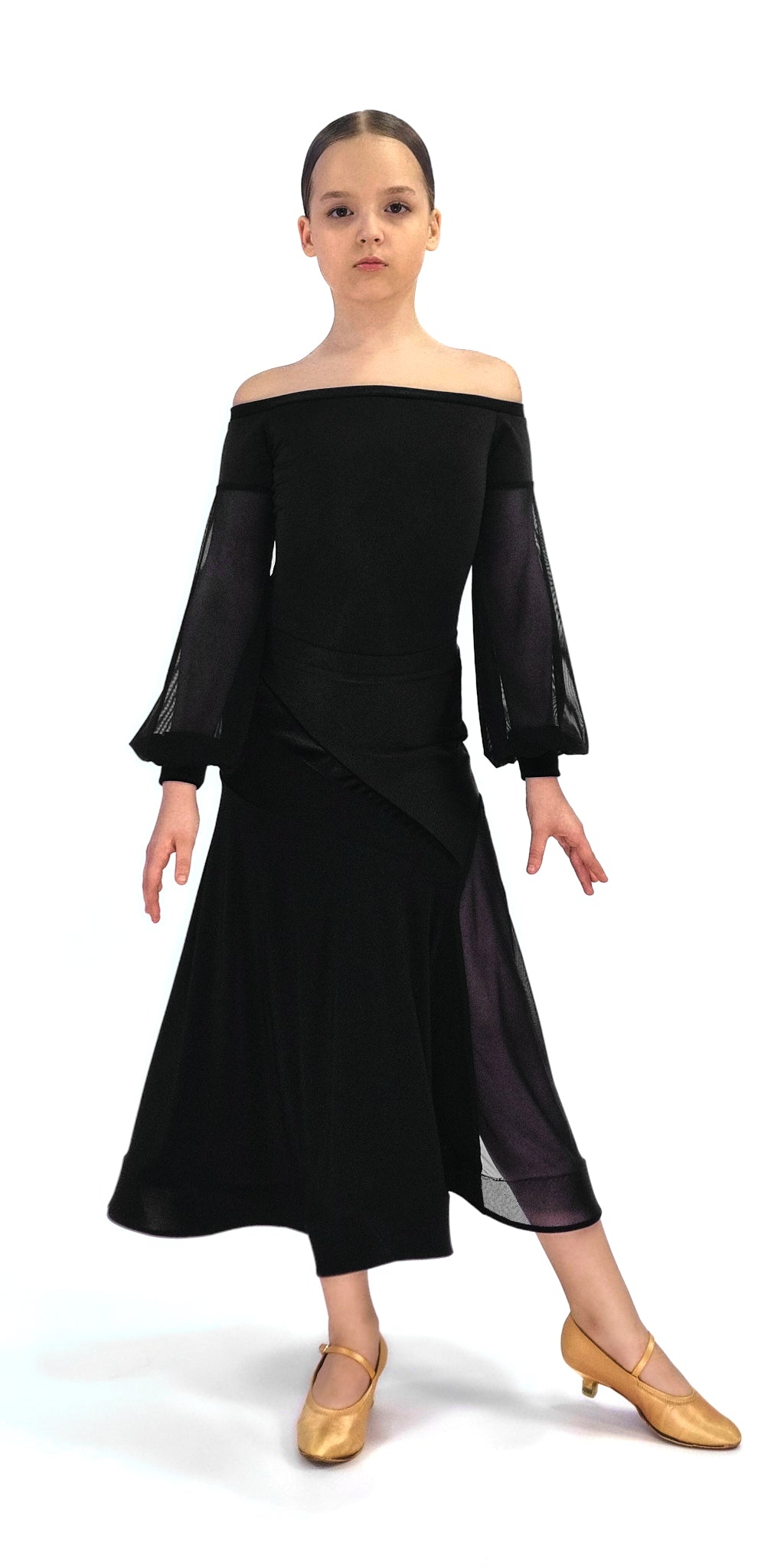 Open Shoulder Ballroom Dance Leotard For Girls 