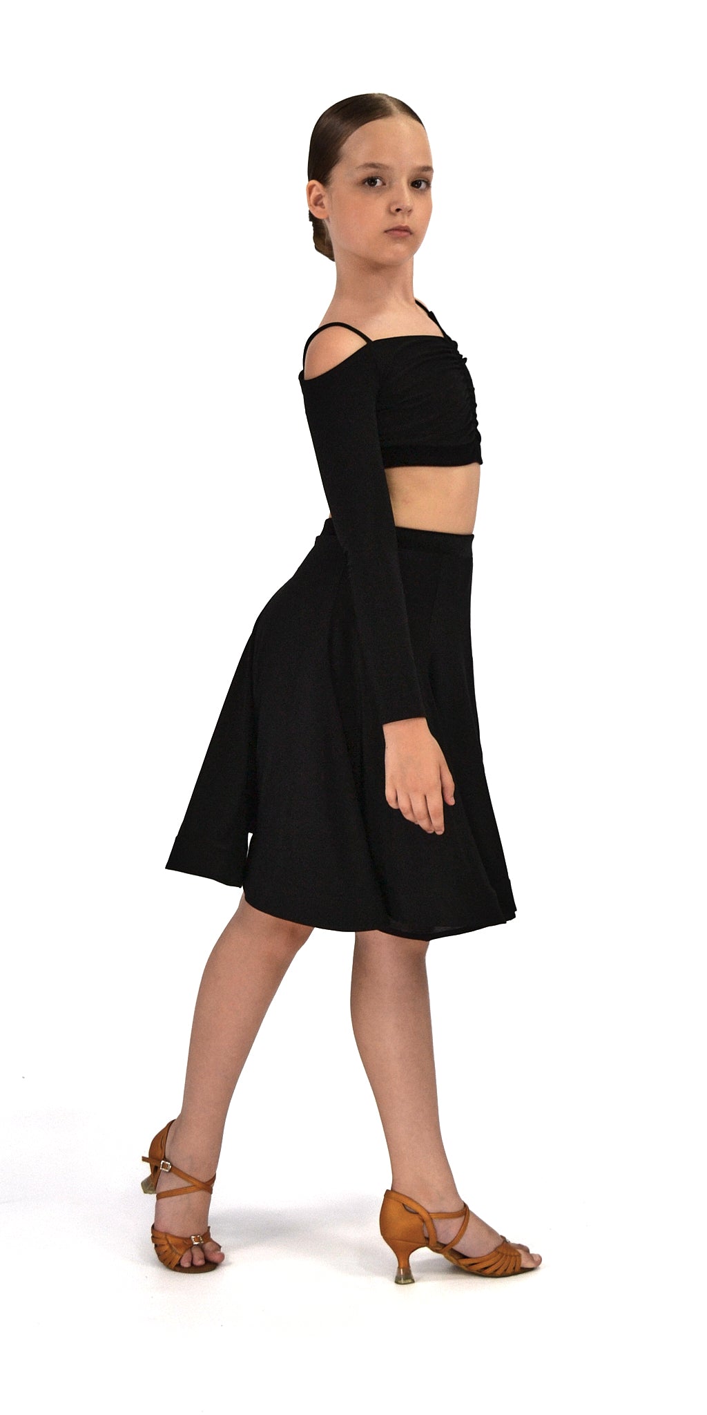 Open Shoulder Dance Top with Long Sleeves For Girls