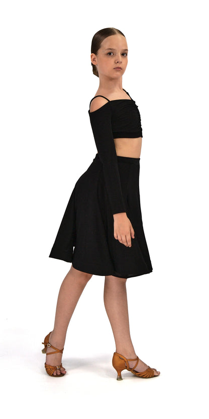 Open Shoulder Dance Top with Long Sleeves For Girls