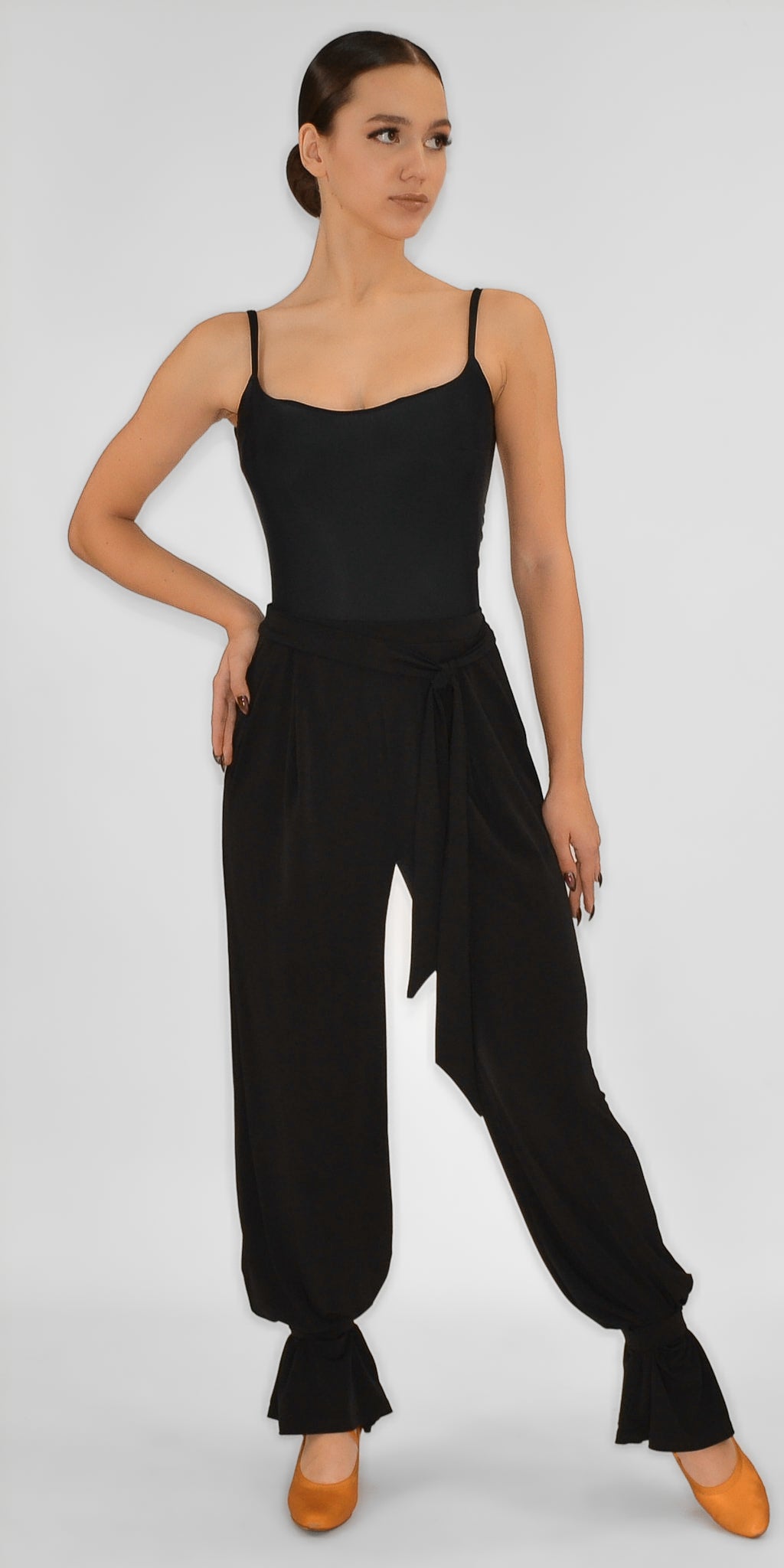 Wide-Leg Ballroom Dance Pants with Elastic Bands