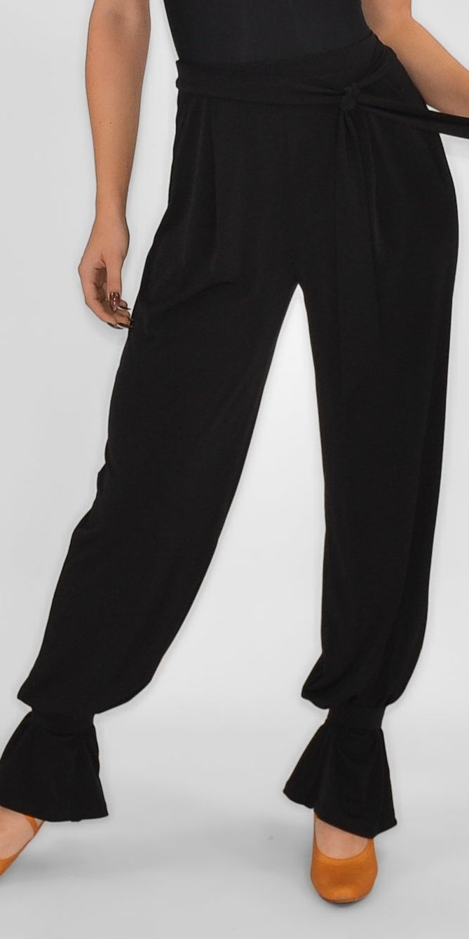 Wide-Leg Ballroom Dance Pants with Elastic Bands