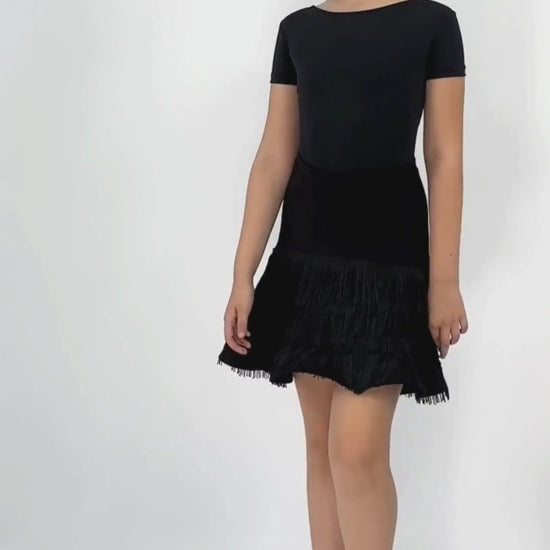 Black Fringe Skirt For Girls